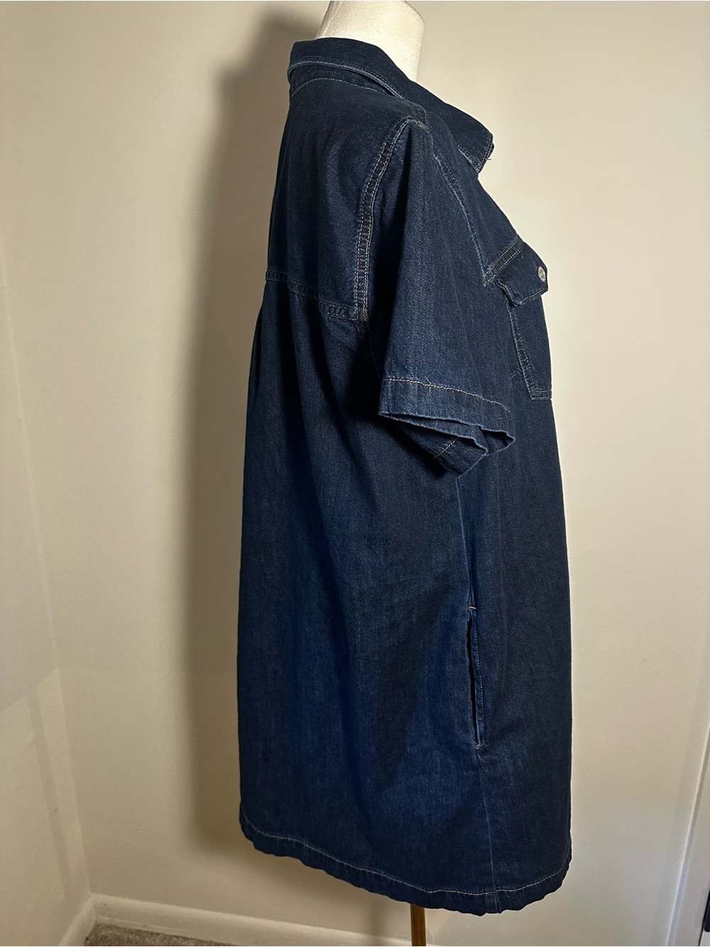 Gap Denim Short Sleeve Shirt Dress – Size Large 100% Cotton - Picture 11 of 15